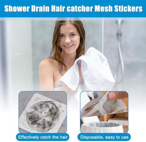 30PCS Pack Disposable Hair Catcher Drain Cover Mesh Stickers
