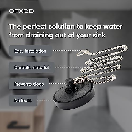 OFXDD Sink Stopper 175 Black with Chain