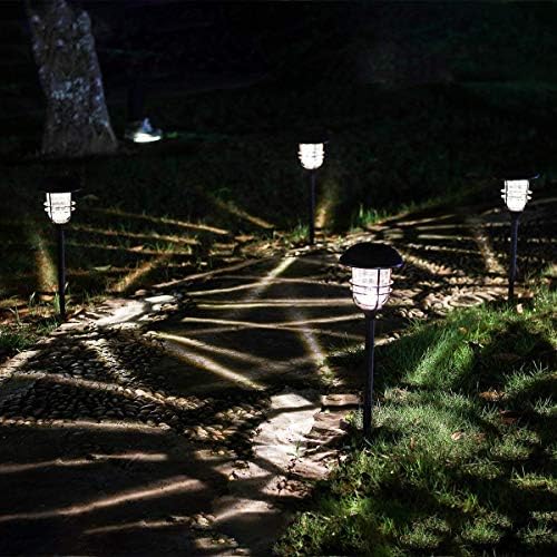 GIGALUMI 4 Pack Solar Path Lights Waterproof Metal with Glass Stainless Steel