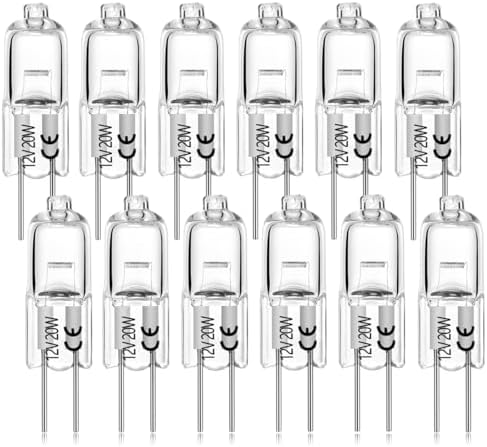 BOGAO 20W 12V Warm White G4 Bi-Pin Halogen Bulb 12 Pack
