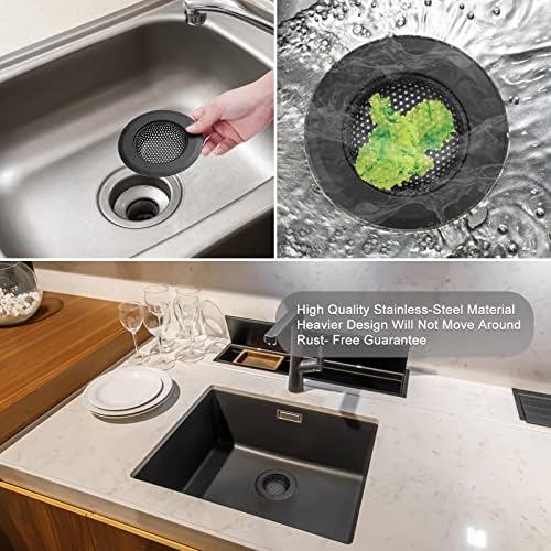 4-Pack Hair Catcher Drain Stopper Black Stainless Steel