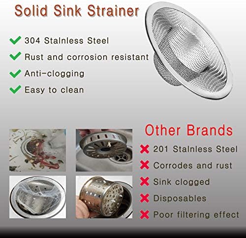 4pcs Heavy Duty Stainless Steel Kitchen Sink Strainer