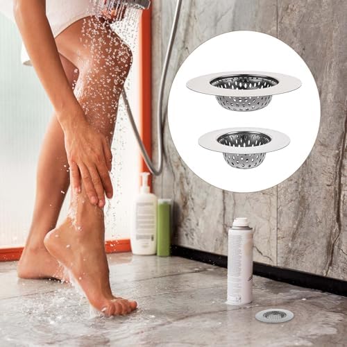 2PCS Stainless Steel Sink Drain Hair Catcher for Bathroom and Laundry