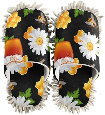 Sinestour Bee Honey Black Mop Slippers for Floor Cleaning 1