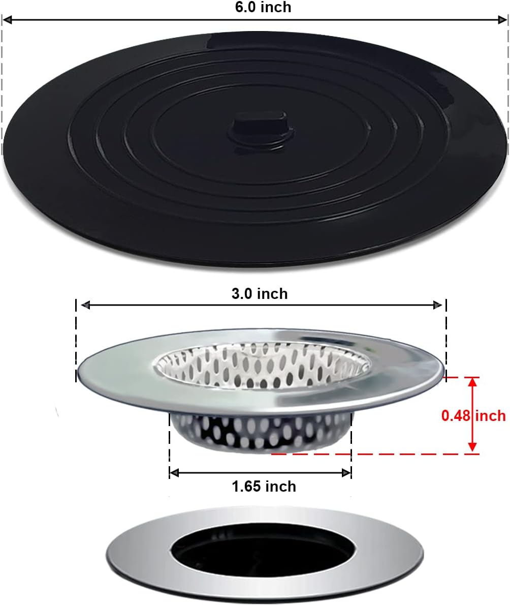 Huntonry 2PCS Drain Strainer Stopper Kit for Bathtub Shower and Sink