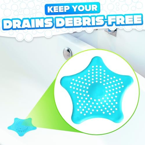 BURIUS 3Pcs Starfish Sink Strainers - Hair Catcher for Kitchen and Bath