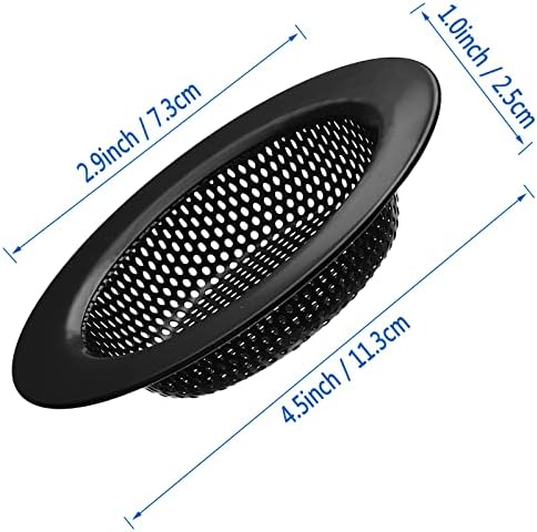 BESSEEK 2 Pcs Black Stainless Steel Mesh Drain Strainer