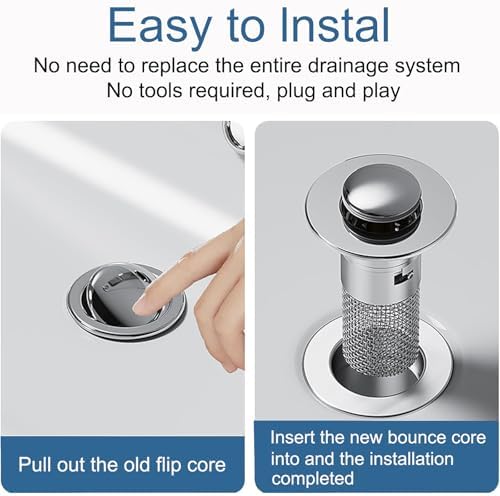 Ridroid 2PCS Bathroom Sink Drain Strainer with Removable Basket