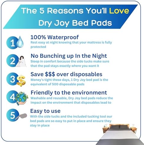 Dry Joy Waterproof Washable Bed Pads - Twin Size 34x36