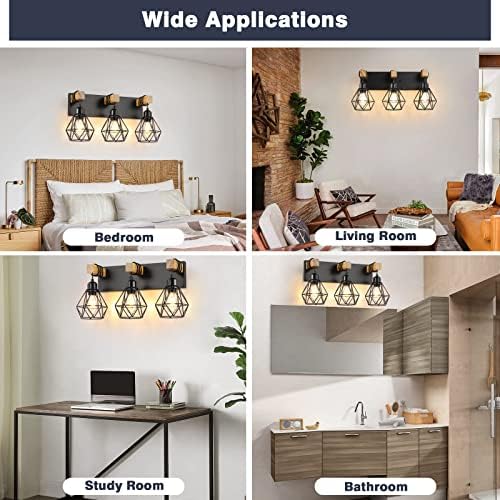 Farmhouse Vanity Light Fixtures with 3 Lights and Rustic Design