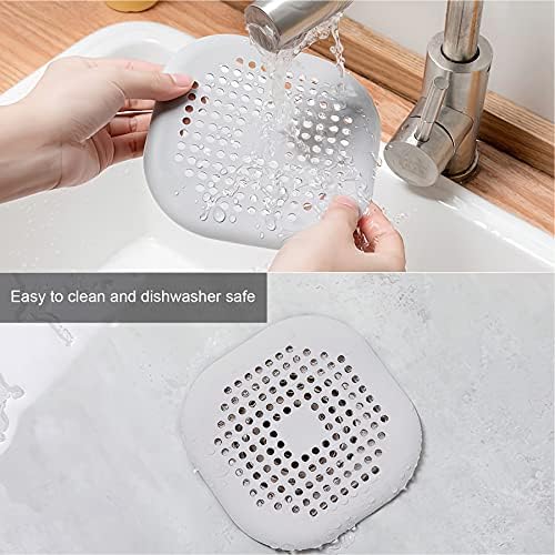 2 Pieces Shower Drain Hair Catcher with Sucker Water Trap Cover Grey