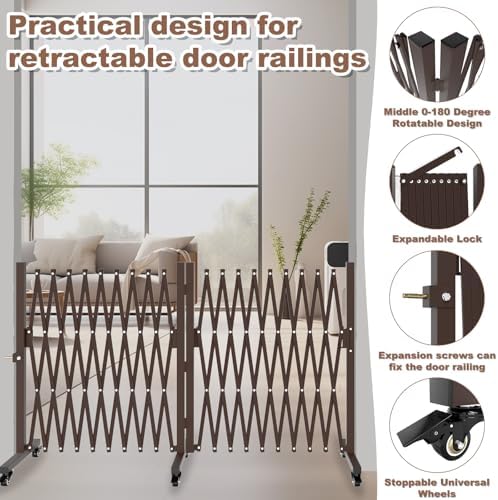 THEYFIRST Expandable Metal Security Gate with Casters