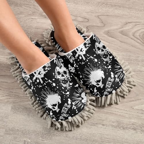 Sinestour Punk Skull Mop Slippers for Floor Cleaning 1