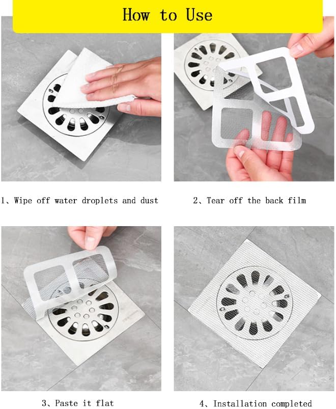 Hair Catcher for Shower and Sink Drains - 4x4 Inch Grid