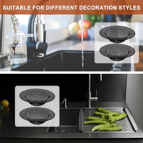 BESSEEK 2 Pcs Black Stainless Steel Mesh Sink Drain Strainer 1