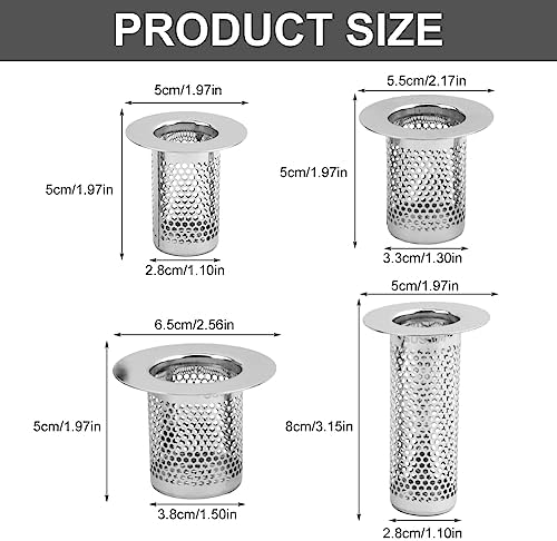 Tookie 4 Pack Stainless Steel Hair Catcher Drain Strainer