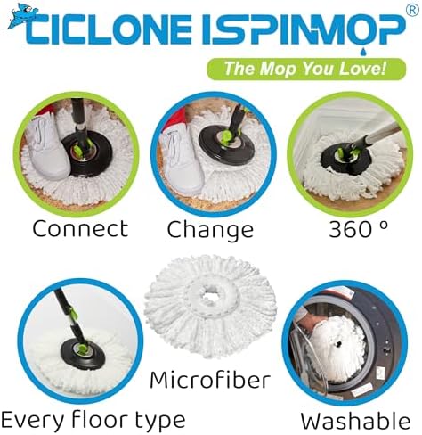CICLONE Ispinmop Microfiber Mop Head Refill