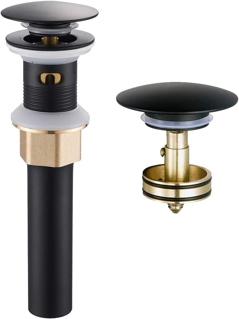 WOVIER Matte Black Vessel Sink Drain with Overflow