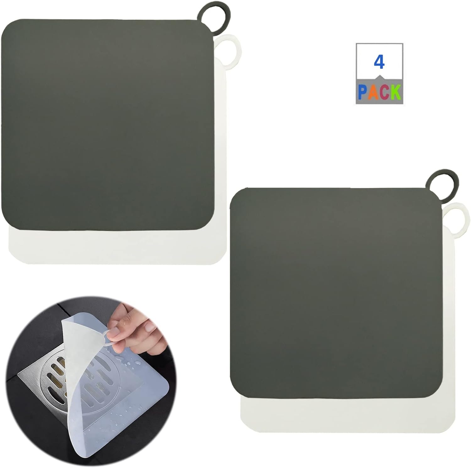 Xirgoe Silicone Drain Cover for Shower 79 Inch 22pcs White and Grey