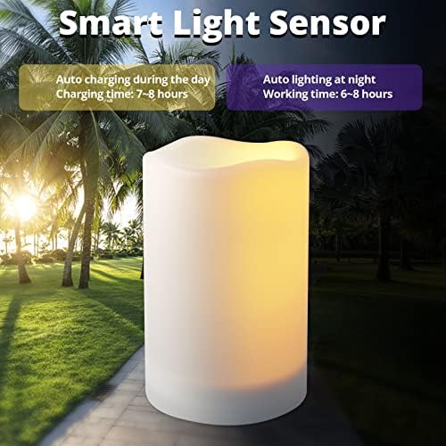 NURADA Solar Powered Flameless Candles - Waterproof Rechargeable Set