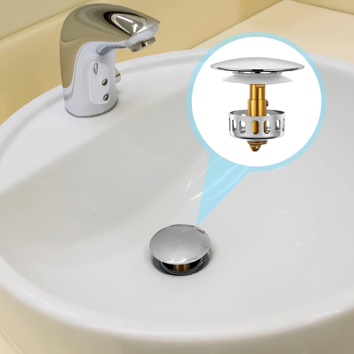 DOITOOL Bathroom Sink Drain Stopper with Hair Catcher
