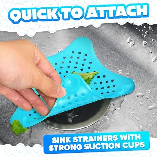 BURIUS 3Pcs Starfish Sink Strainers - Hair Catcher for Kitchen and Bath