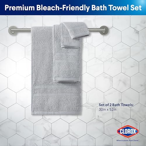 Clorox Bleach Friendly Bath Towels 2 Pack Light Grey