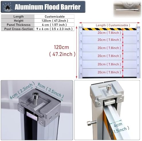 Flood Protection Barrier Panel 47inch Silver