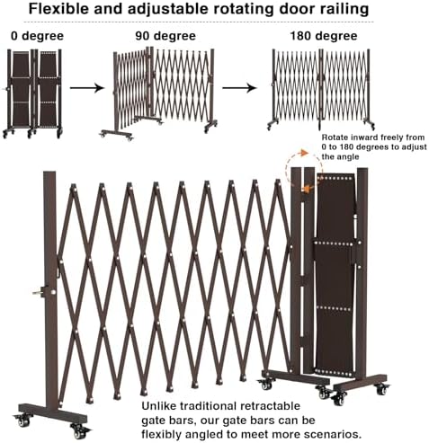 THEYFIRST Expandable Metal Security Gate with Casters