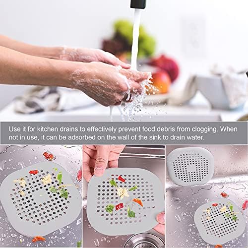 2 Pieces Shower Drain Hair Catcher with Sucker Water Trap Cover Grey