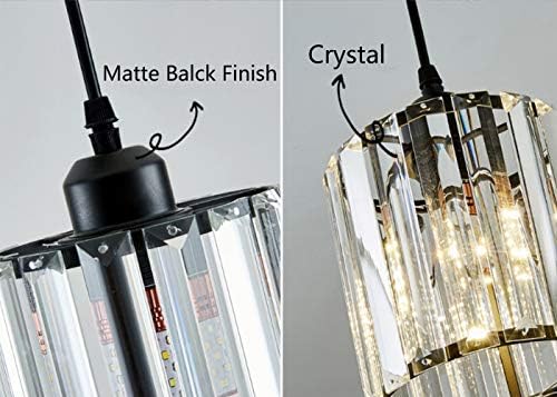 Kiven One Light Track Light with Crystal Pendant Matte Black Finish