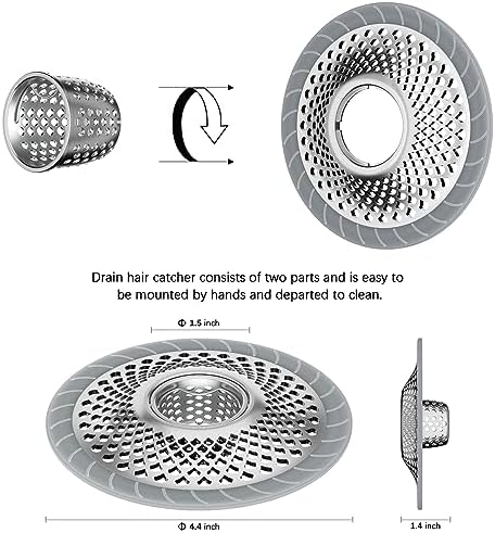 2PCS Stainless Steel Drain Hair Catcher for Bathroom Kitchen