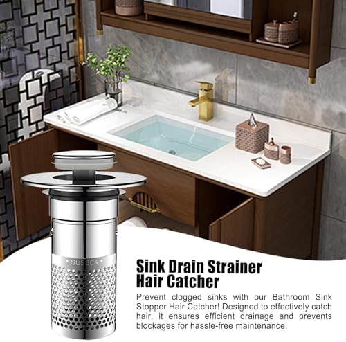 Stainless Steel Sink Hair Catcher with Pop Up Mechanism