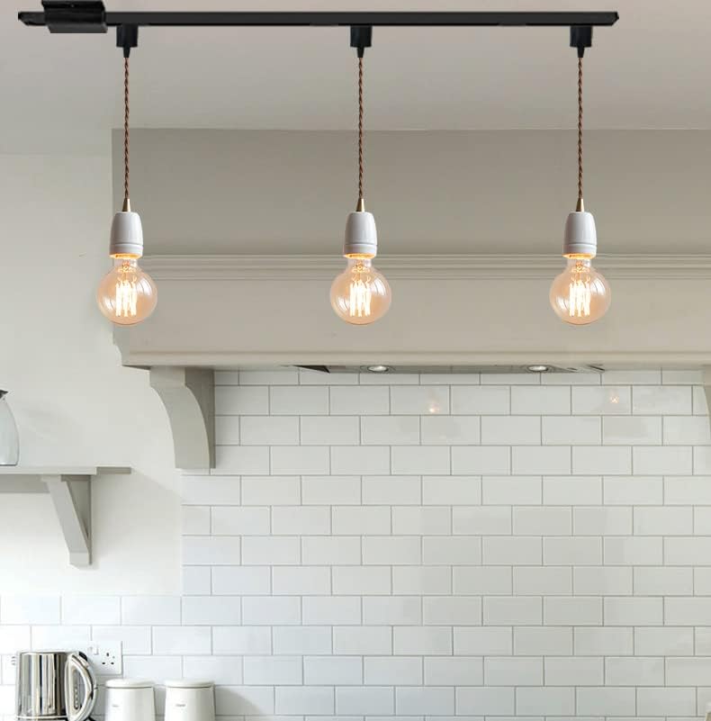 3-Pack H Track Lighting with Brown Twisted Cord