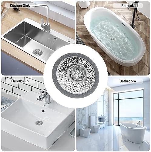 2PCS Stainless Steel Drain Hair Catcher for Bathroom Kitchen