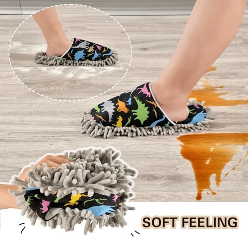 Sinestour Dinosaur Mop Slippers for Floor Cleaning