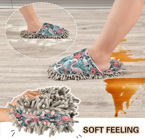 Sinestour Flamingo Pink Mop Slippers for Floor Cleaning