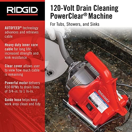 RIDGID PowerClear Drain Cleaning Machine Kit with Spiral Cutter