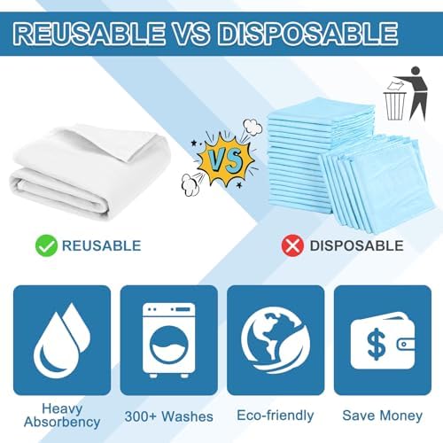 OUTCREATOR Reusable Bed Pad with Tuck-in Sides 34x60 Inches