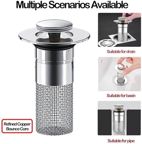 Stainless Steel Sink Hair Catcher with Pop Up Mechanism