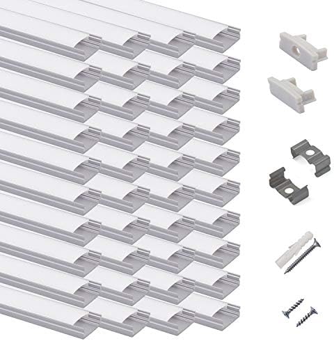 40-Pack U Shape LED Aluminum Channel with Milky Cover and Mounting Clips