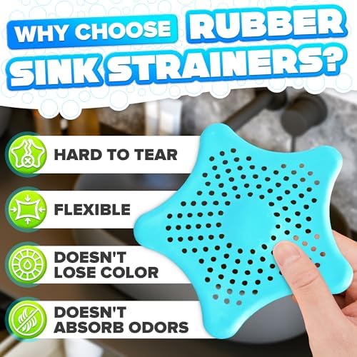 BURIUS 3Pcs Starfish Sink Strainers - Hair Catcher for Kitchen and Bath