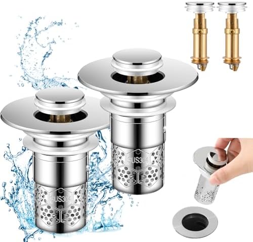 Eliongpu 2Pcs Universal Sink Stopper with Hair Catcher