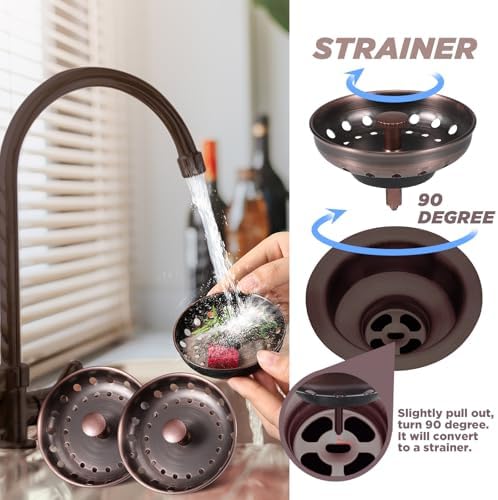 Retisee 2 Pcs Stainless Steel Drain Strainer Antique Copper Kitchen Sink Stopper