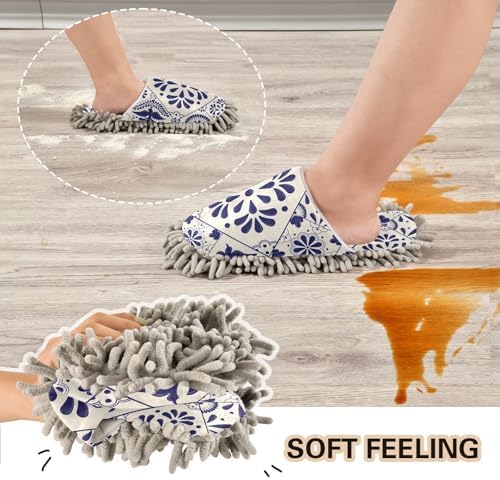 Sinestour Mop Slippers with Talavera Pattern for Floor Cleaning
