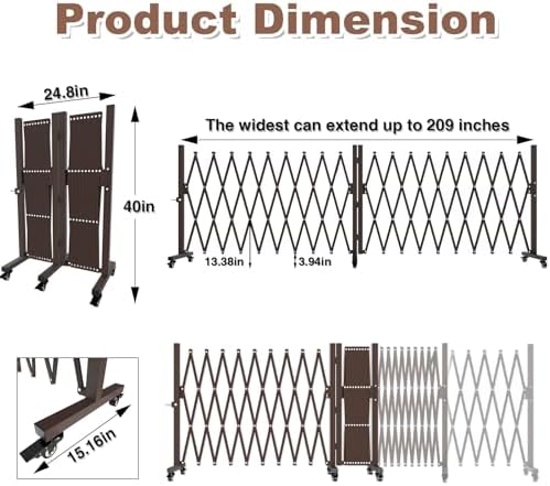 THEYFIRST Expandable Metal Security Gate with Casters