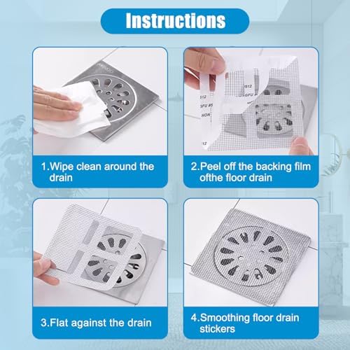 30PCS Pack Disposable Hair Catcher Drain Cover Mesh Stickers