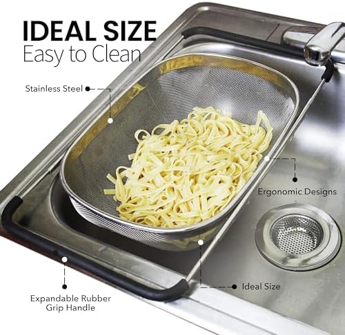 Alpine Cuisine 14x95 In Over the Sink Colander with Expandable Handle