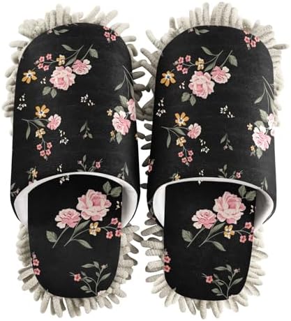 Kigai Microfiber Slippers with Flower Design Black