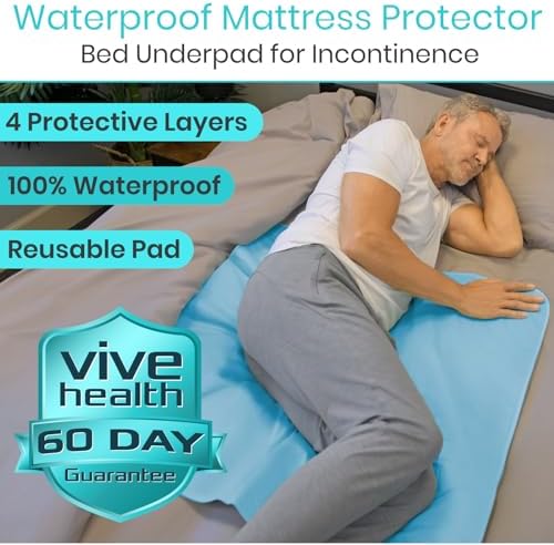 Vive Reusable Waterproof Bed Pad for Incontinence